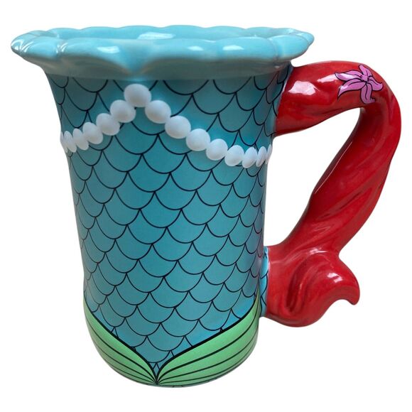 Disney Parks Ariel 3D Coffee Mug Red Hair Mermaid Signature Handle Cup - Picture 1 of 4